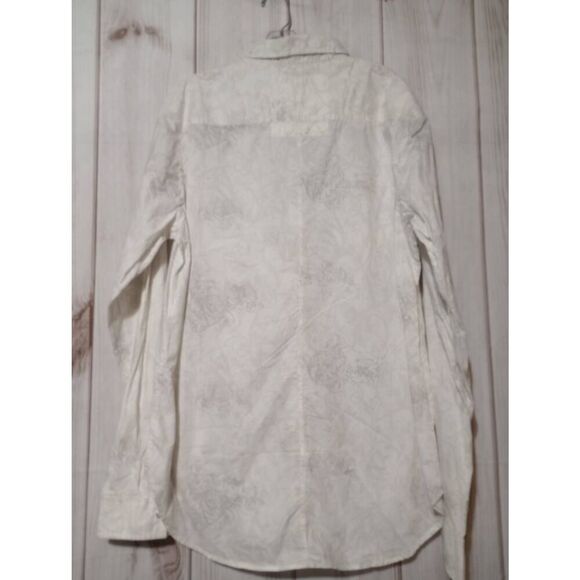 Guess Shirt Men's Extra Large Cream Gray Snap‎ Front Long Sleeve - Picture 2 of 9